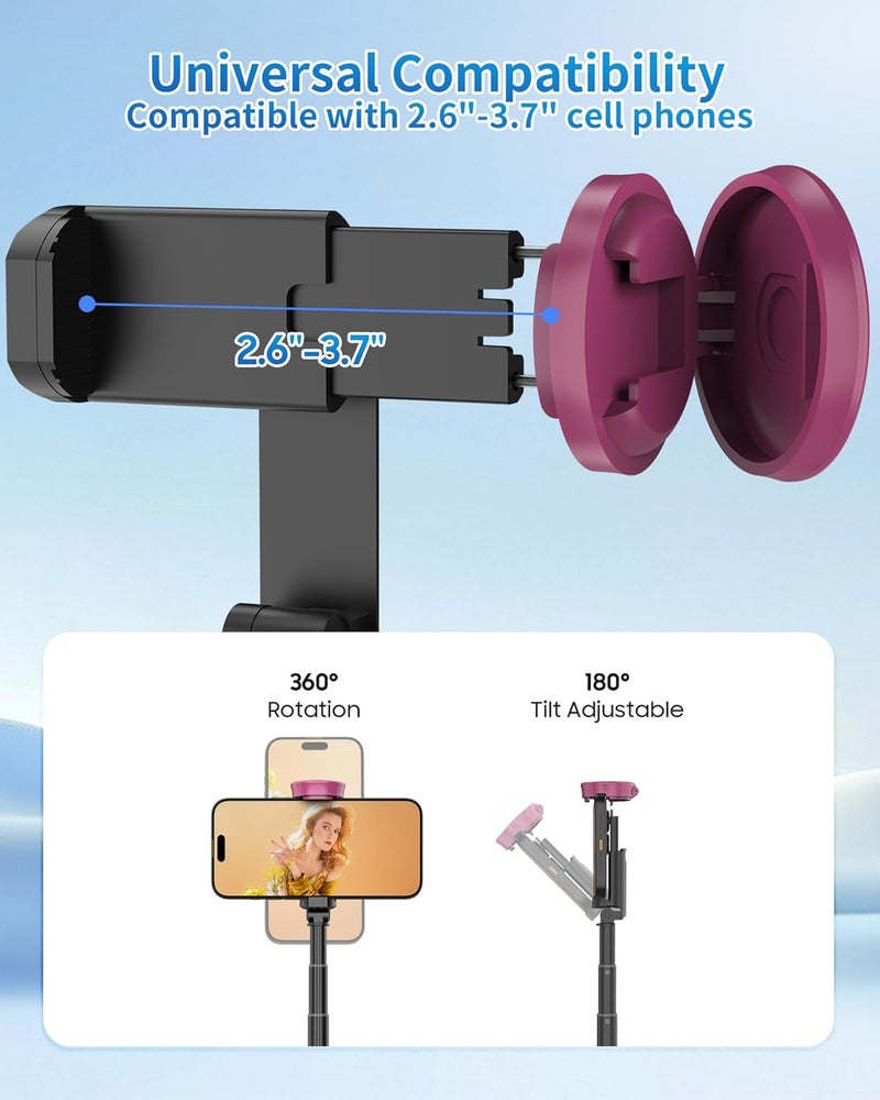 Aklima 67" Selfie Stick Tripod, All in One Phone Tripod with Wireless Remote, Extendable Compact Tripods Portable Travel Stand for iPhone Android Selfie/Video Recording/Live Stream/Vlog - Image 5
